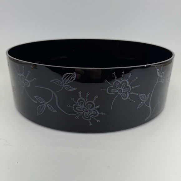 Vintage C A Q’s Bruk Etched Black Glass Bowl - Picture 2 of 10